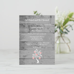 Pink Tree of Hearts Wedding Rehearsal Dinner Invitation