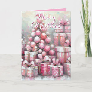 Pink Tree & Presents – Festive Personalized Fun Card