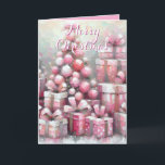 Pink Tree & Presents Personalised Christmas Card<br><div class="desc">Pink Tree & Presents</div>