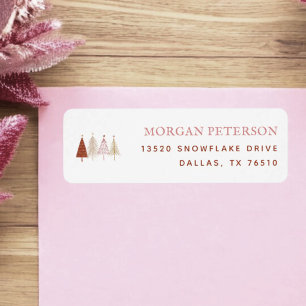 Pink Tree Winter Baby Shower Return Address Label