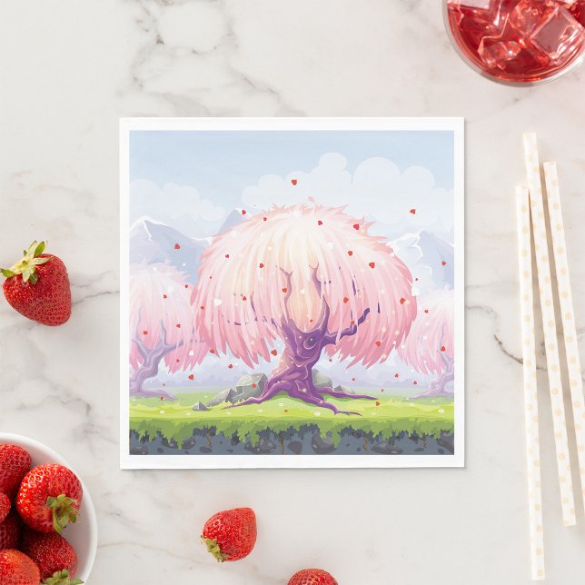 Pink Trees Illustration Napkin (Creator Uploaded)