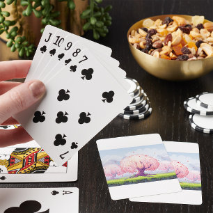 Pink Trees Illustration Playing Cards