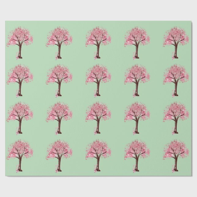 Pink Trees Pattern Wrapping Paper (Flat)