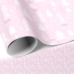 Pink Trees Winter Name Text Christmas  Wrapping Paper<br><div class="desc">Pink winter Christmas Wrapping paper with trees and the name in pin and white. Easily personalise the name. Please visit the store for the full line of products that are available - Kate Eden Art</div>