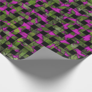 Pink Trellis Green Leaves Wrapping Paper