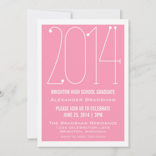 Pink Trendy 2014 Graduation Invitation (Front)