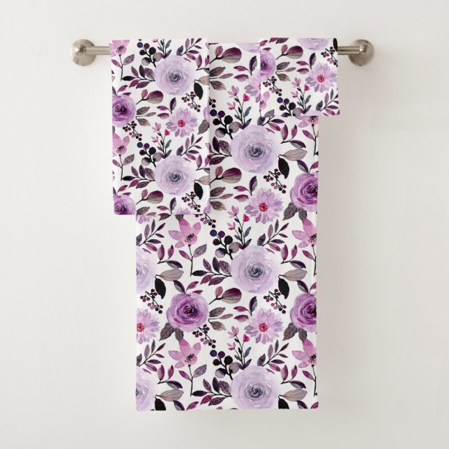 Pink Trendy Girly Floral Pattern Bath Towel Set (Insitu)