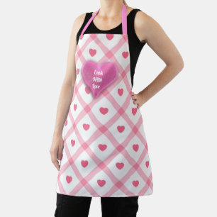 Pink Trendy Heart Valentines Day Collection Apron