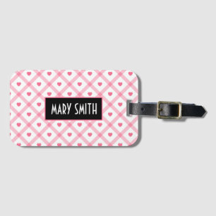 Pink Trendy Heart Valentines Day Collection Luggage Tag