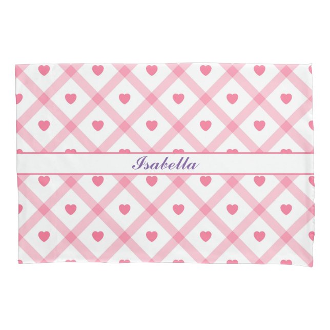 Pink Trendy Heart Valentines Day Collection Pillowcase (Front)