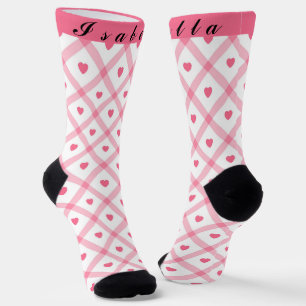 Pink Trendy Heart Valentines Day Collection Socks