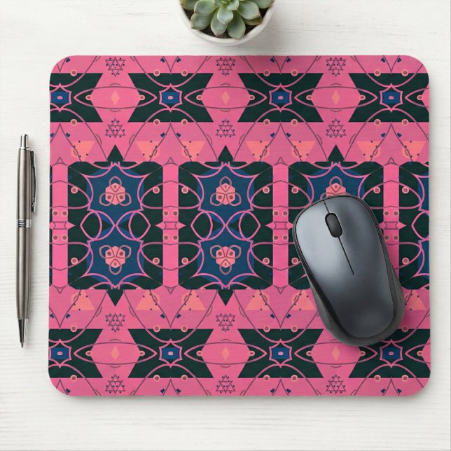 Pink Trendy Ornamental Geometric Pattern Mouse Pad (Creator Uploaded)