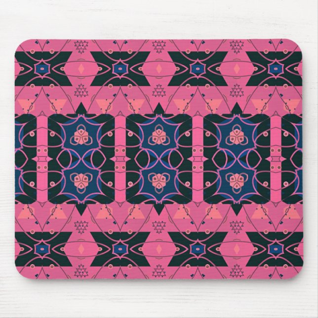 Pink Trendy Ornamental Geometric Pattern Mouse Pad (Front)