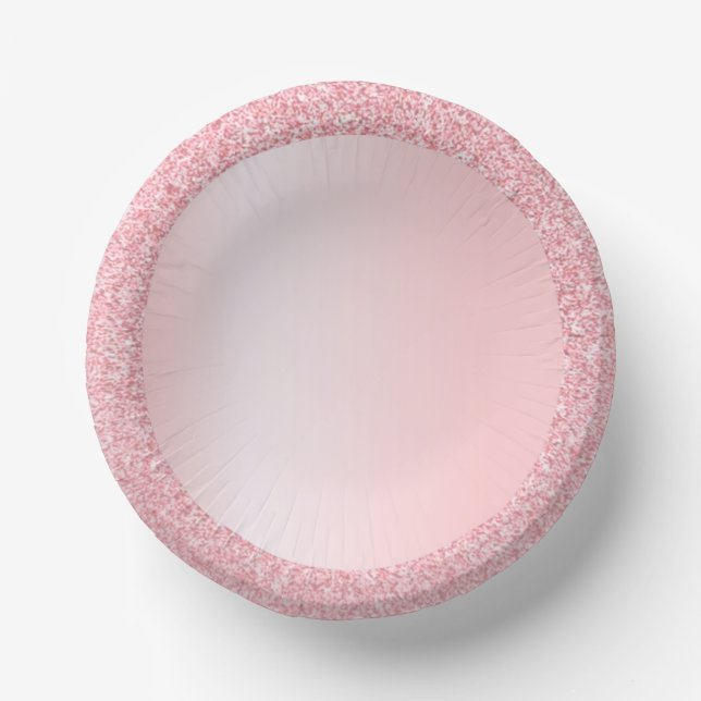 Pink Trendy Rose Gold Colour Glitter Template Paper Plate (Front)