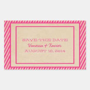 Pink Trendy Stripes Save the Date Stickers