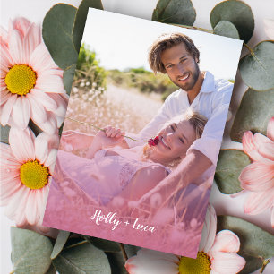 Pink Trendy Transparency Effect Photo Couple Invitation