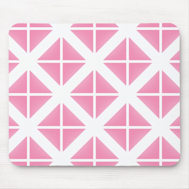 Pink Trendy Triangle Pattern Mouse Pad (Front)