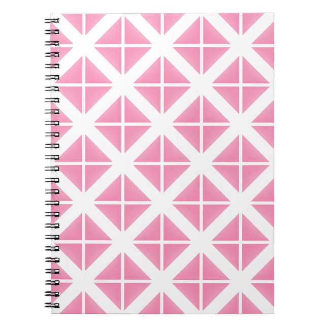 Pink Trendy Triangle Pattern Notebook (Front)