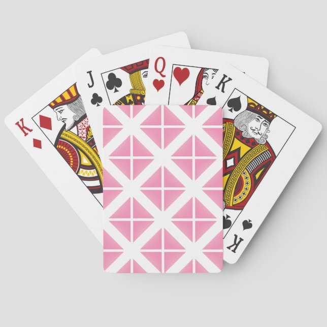 Pink Trendy Triangle Pattern Playing Cards (Back)