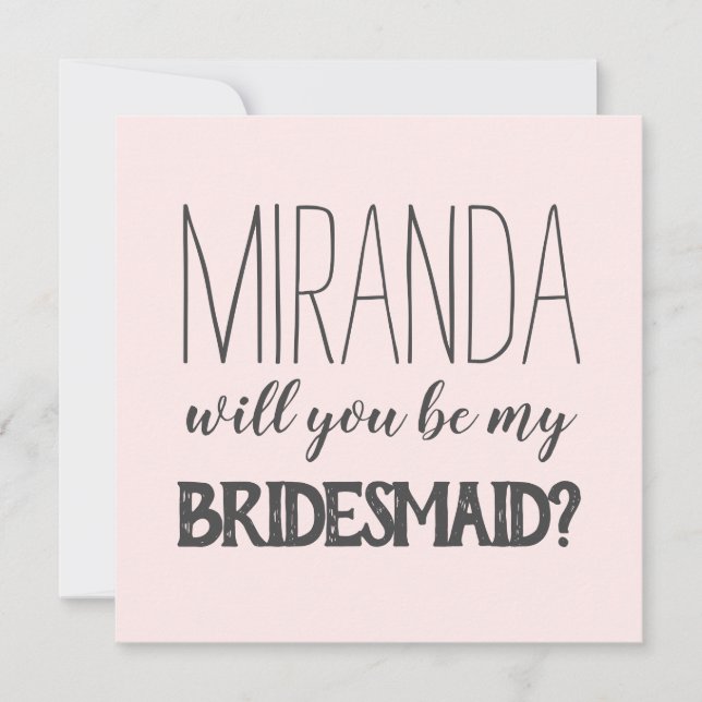 Pink trendy will you be my bridesmaid (Front)
