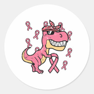 Pink Trex Ribbon Breast Cancer Awareness Boys Girl Classic Round Sticker