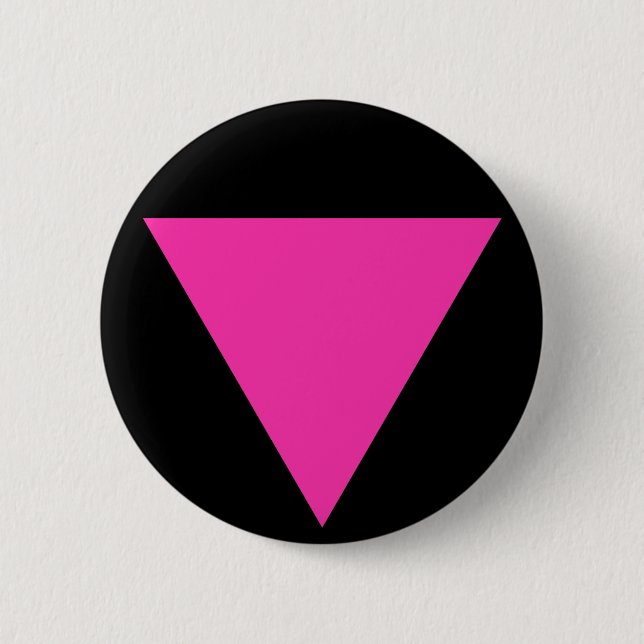 pink triangle 6 cm round badge (Front)