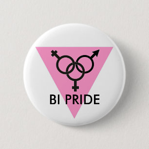 PINK TRIANGLE BI PRIDE SYMBOL 6 CM ROUND BADGE