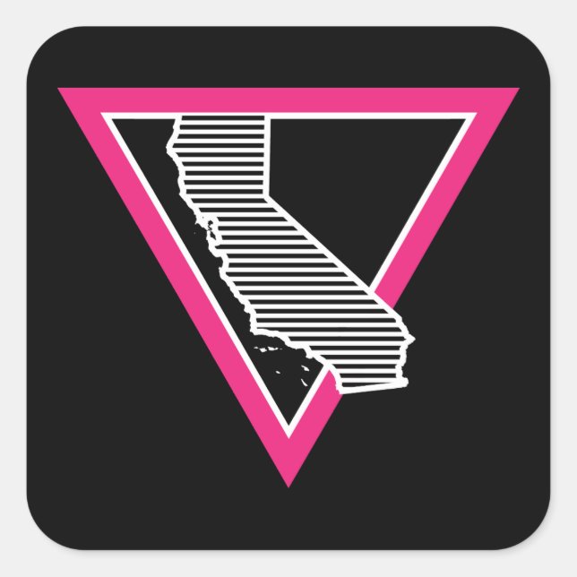 pink triangle california stripes square sticker (Front)