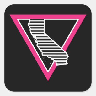 pink triangle california stripes square sticker