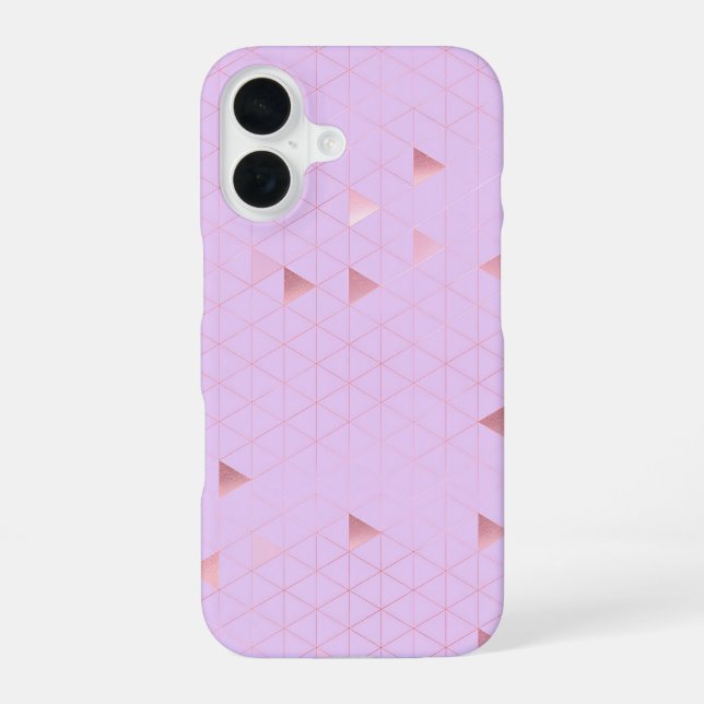 Pink Triangle Geometric Pattern iPhone 16 Case (Back)