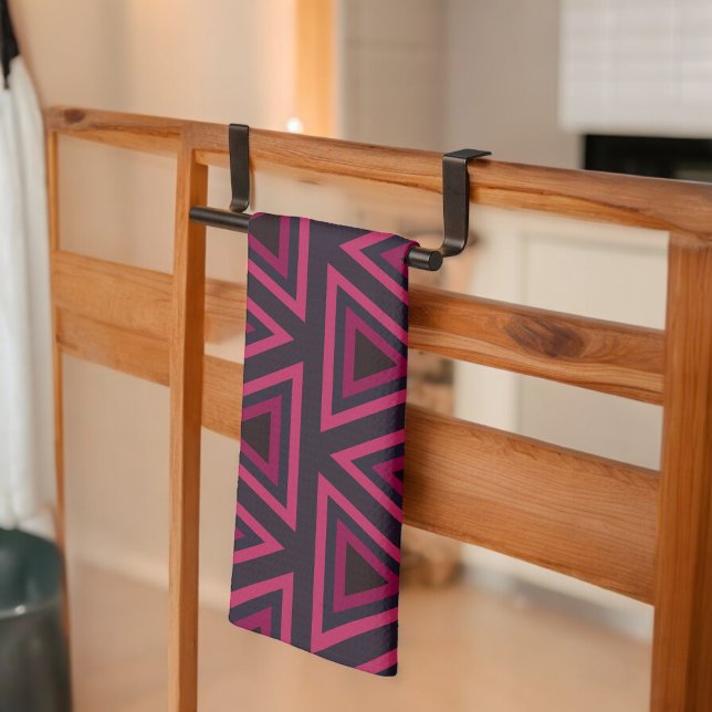 Pink Triangles Pattern Tea Towel (Kitchen Towel)