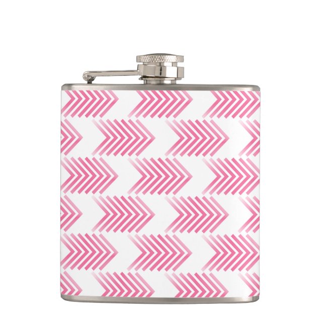 Pink Tribal Arrow Pattern Hip Flask (Front)