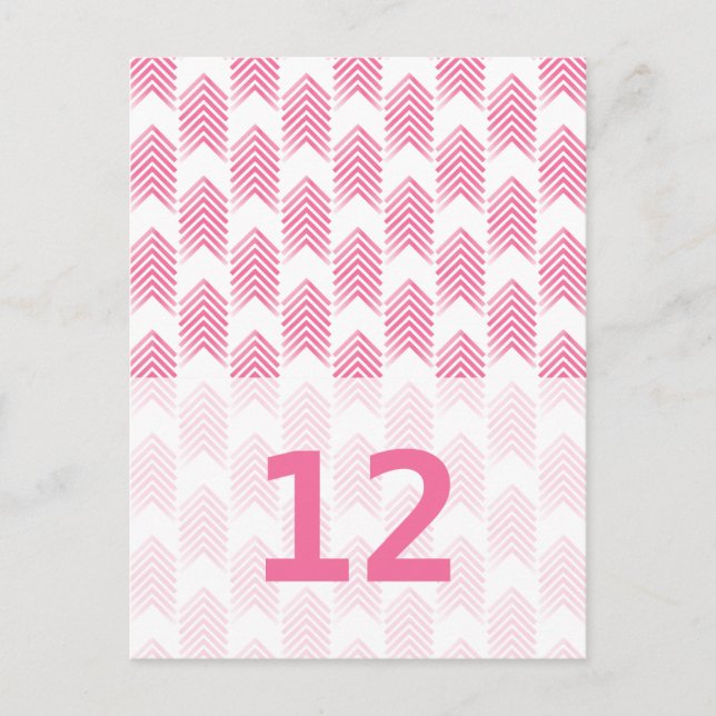 Pink Tribal Arrows Table Number Postcard (Front)