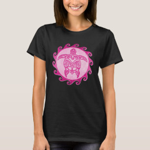 Pink Tribal Polynesian Maori Sun Sea Turtle T-Shirt
