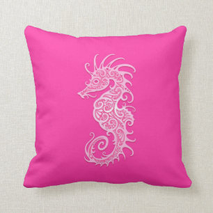Pink Tribal Seahorse Cushion