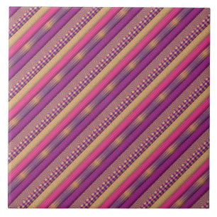 Pink Tribal Stripes Geometric Pattern  Bold Ethnic Ceramic Tile