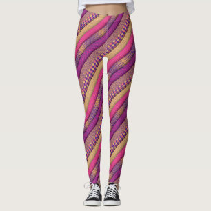 Pink Tribal Stripes Geometric Pattern  Bold Ethnic Leggings