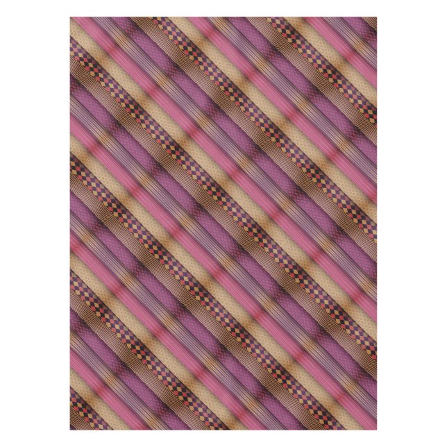 Pink Tribal Stripes Geometric Pattern  Bold Ethnic Tablecloth (Front)