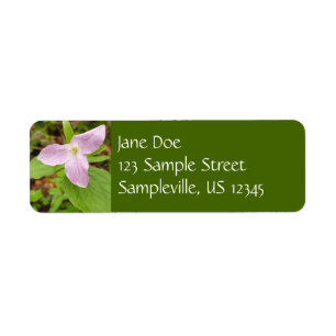 Pink Trillium Flower Return Address Label