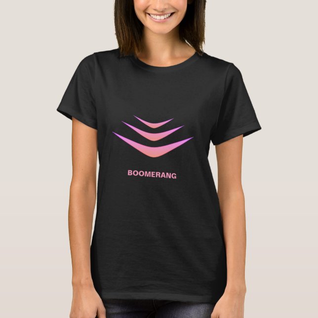 Pink Triple Boomerang on Black T-Shirt (Front)