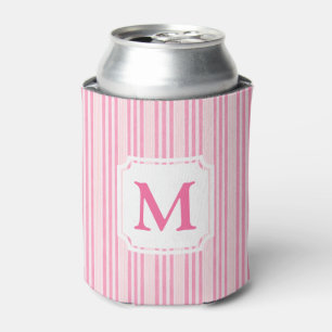 Pink Tripple Stripe Monogram Cabana Can Cooler