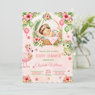 Pink Tropical Aloha Baby Shower Invitation
