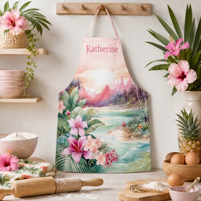 Pink Tropical Beach Apron (Creator Uploaded)