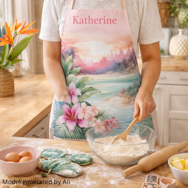 Pink Tropical Beach Apron (Creator Uploaded)