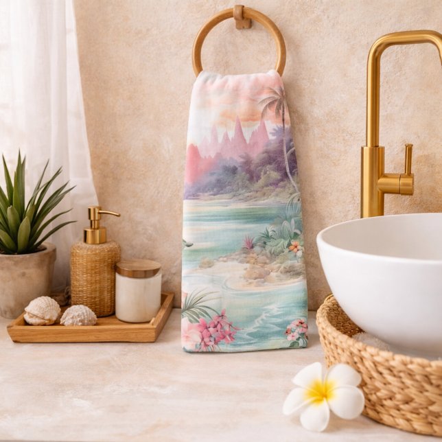 Pink Tropical Beach Bath Towel Set (Creator Uploaded)