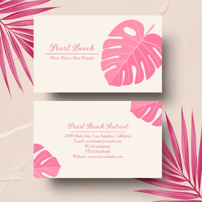 Pink Tropical Beach Vacation Rental Business Card (Creator Uploaded)