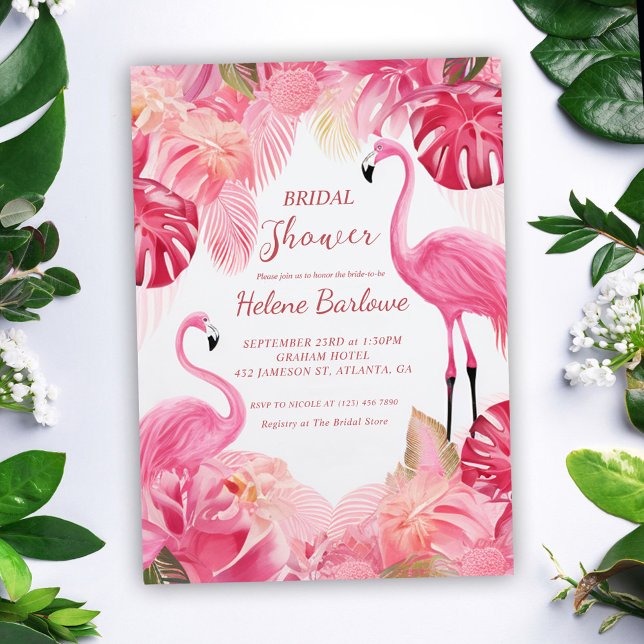Pink Tropical Flamingo Bridal Shower Invitation (Pink Tropical Flamingo Bridal Shower Invitation)