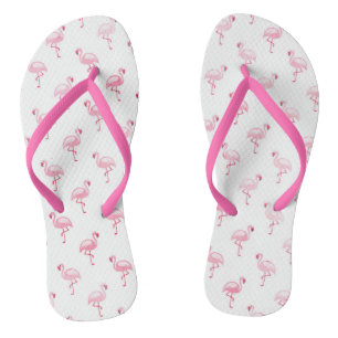 Pink Tropical Flamingo Summer Pattern Thongs