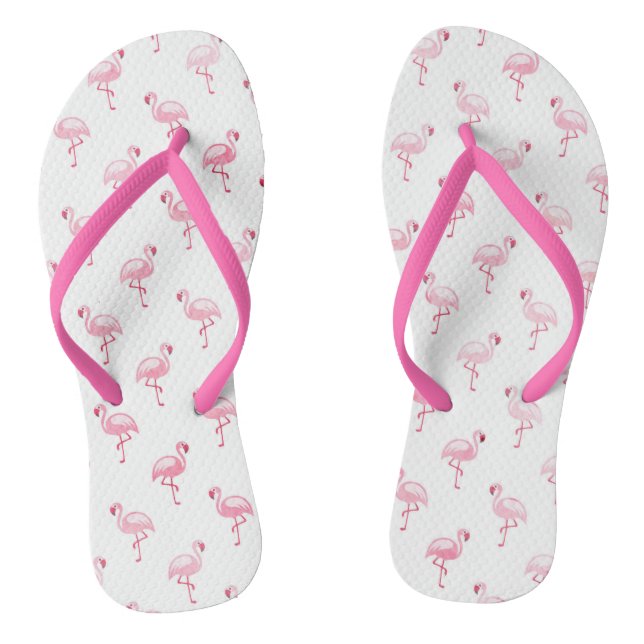 Pink Tropical Flamingo Summer Pattern Thongs (Footbed)
