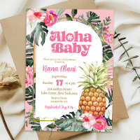 Pink Tropical Floral Pineapple Aloha Baby Shower